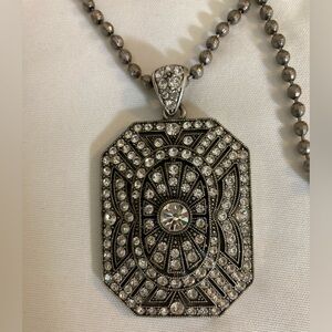 Vintage Paula Abdul Art Deco Designed Jeweled Pendant Necklace